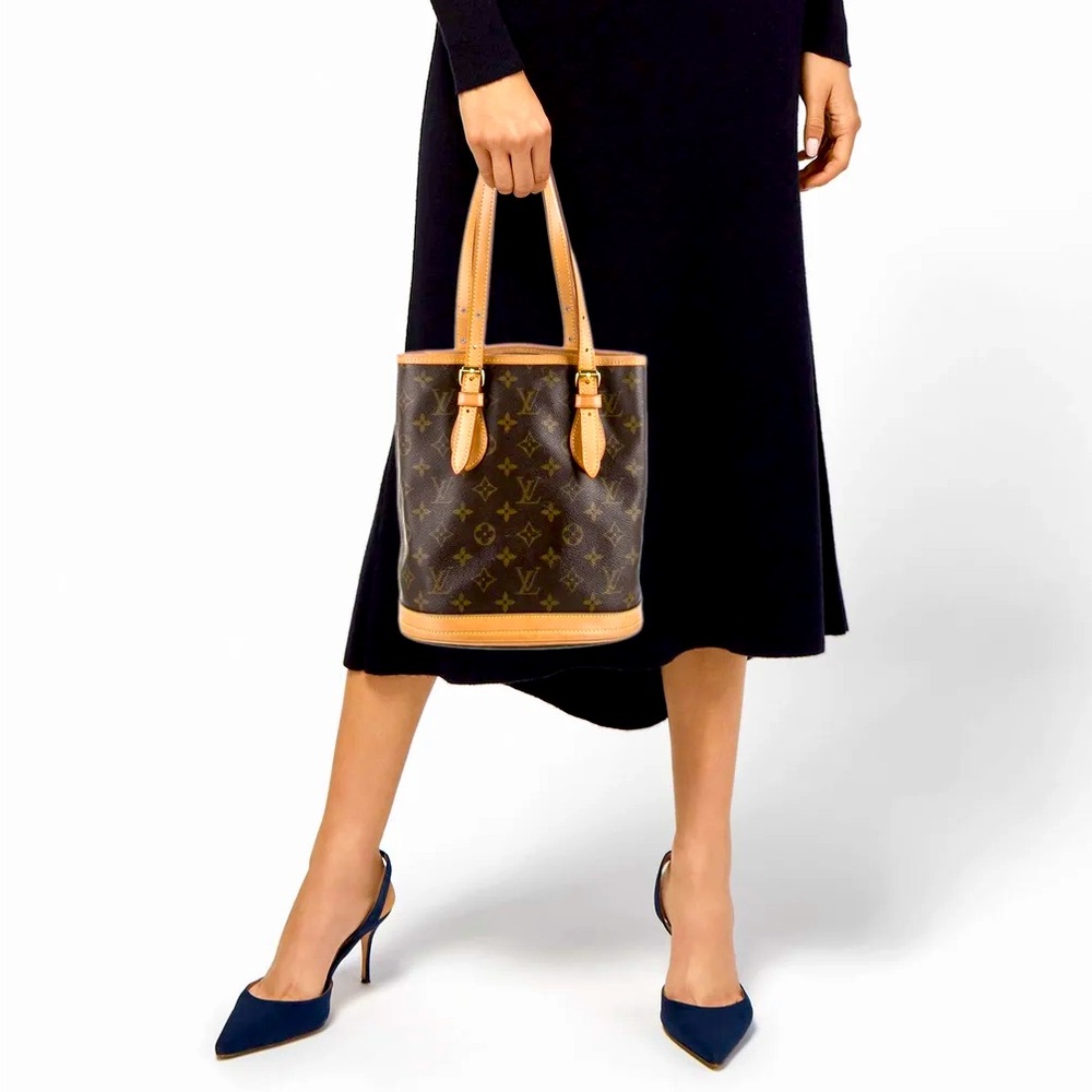 Authentic LV Monogram Canvas Bucket Bag PM